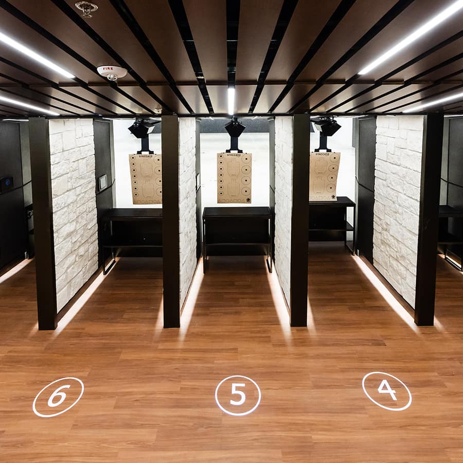 Indoor shooting lanes at Staccato Ranch Texas